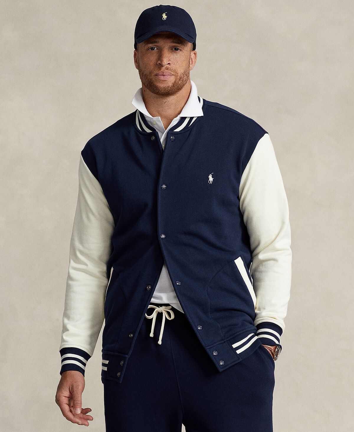 

Мужская флисовая бейсбольная куртка больших и высоких размеров Polo Ralph Lauren