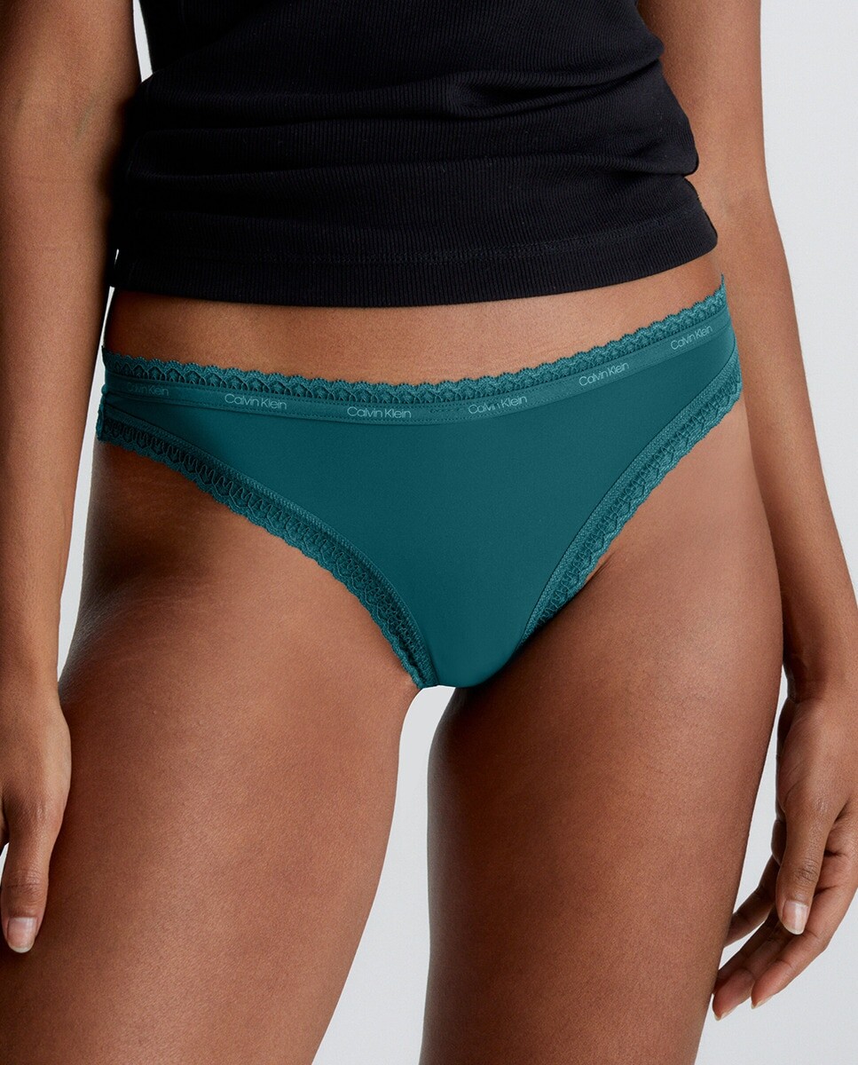 

Однотонные стринги с кружевом Calvin Klein, зеленый