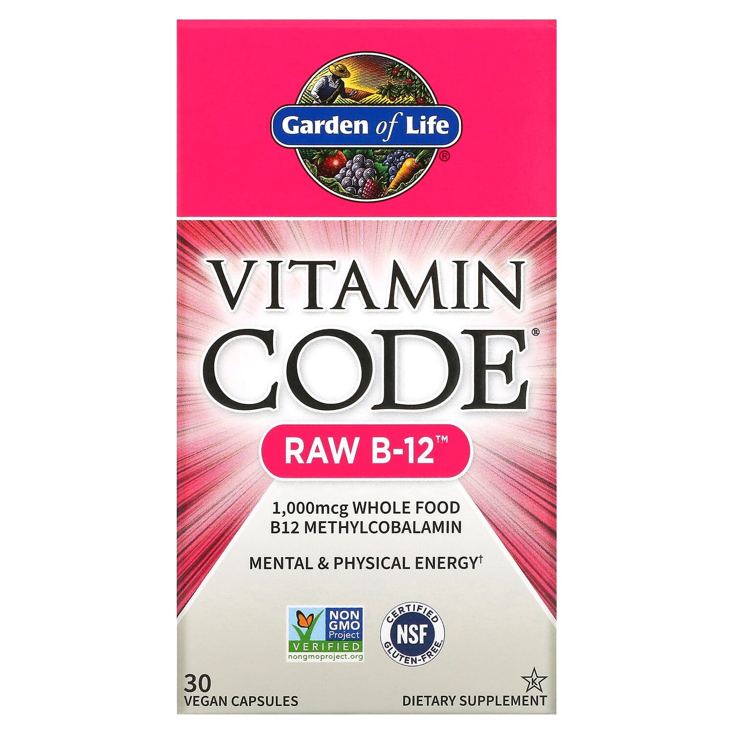 

Vitamin Code, RAW B12, 30 растительных капсул, Garden of Life