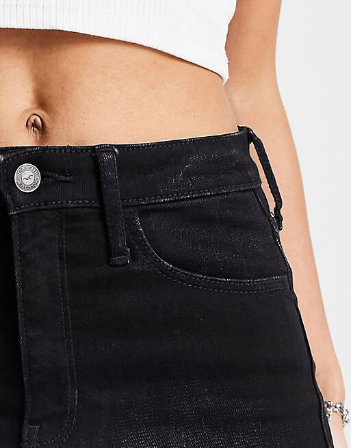 

Черные джинсы скинни с ультравысокой талией Hollister