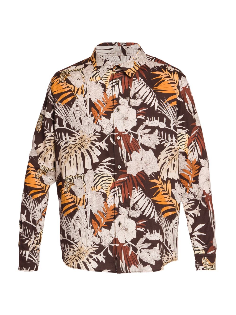 

Рубашка на пуговицах с принтом Zebra Hibiscus Etro, коричневый