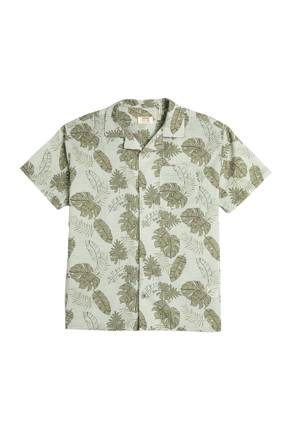 Рубашка TROPICAL PATTERNED SHORT SLEEVE POCKET DETAIL Koton, цвет green