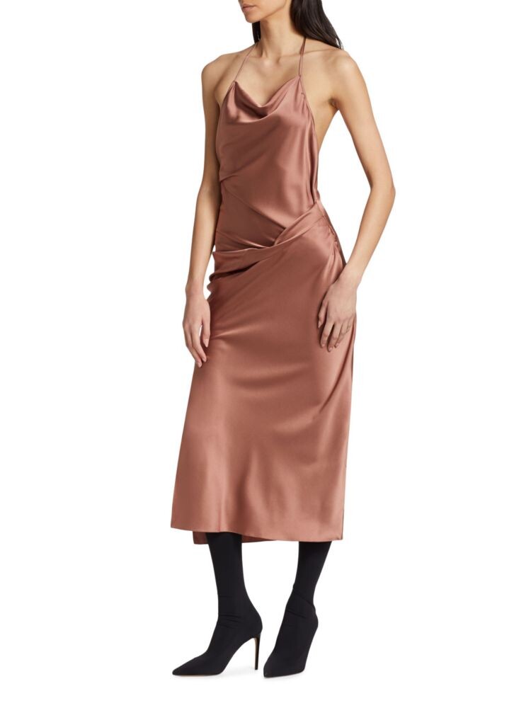 

Платье миди из смесового шелка с драпировкой Helmut Lang, цвет Copper