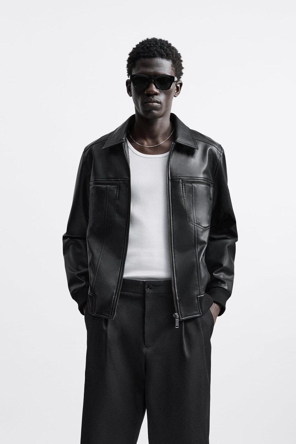 

Куртка из искусственной кожи ZARA, черный