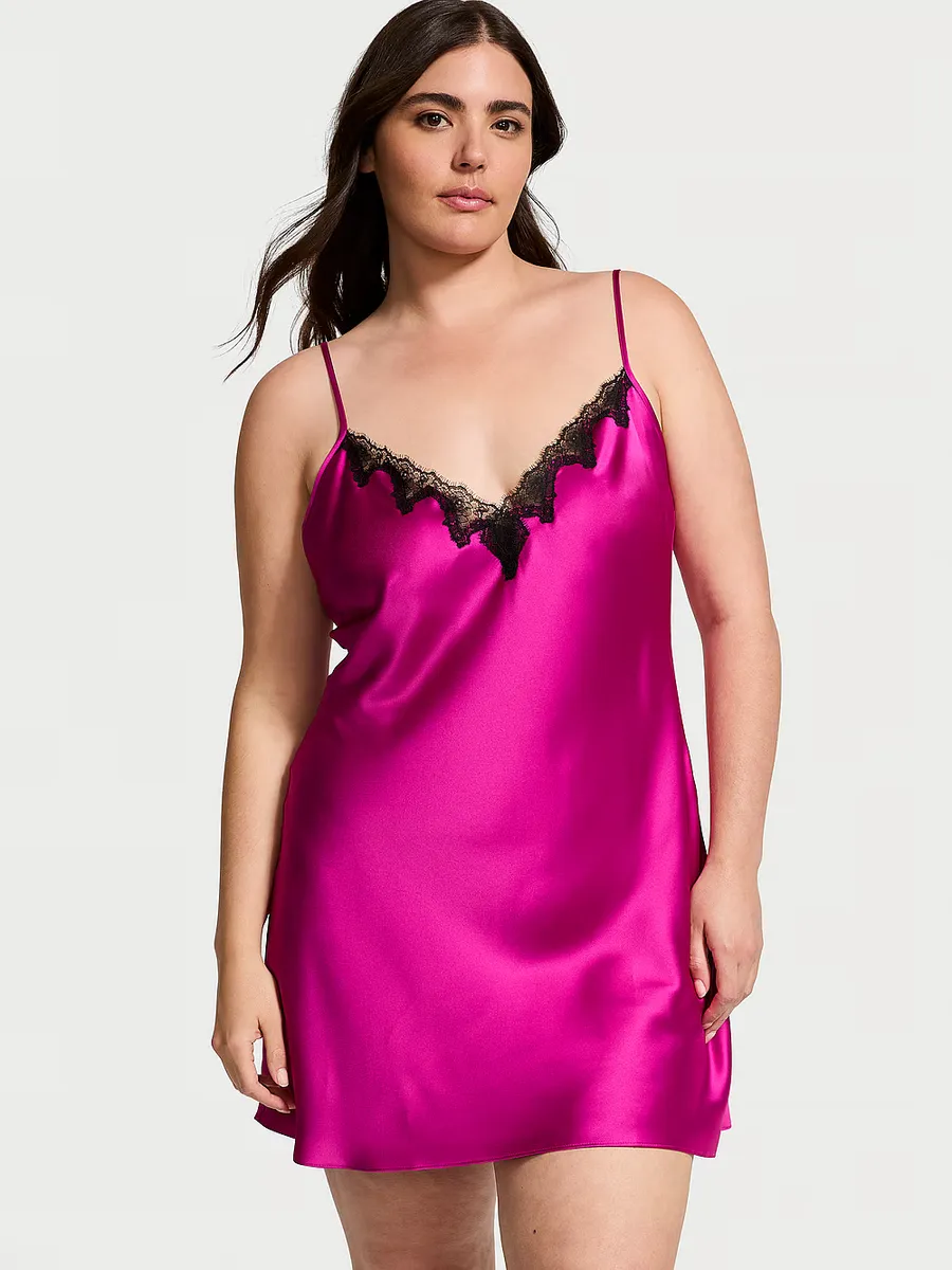 

Мини-комбинация из атласа и розового кружева Victoria'S Secret, розовый