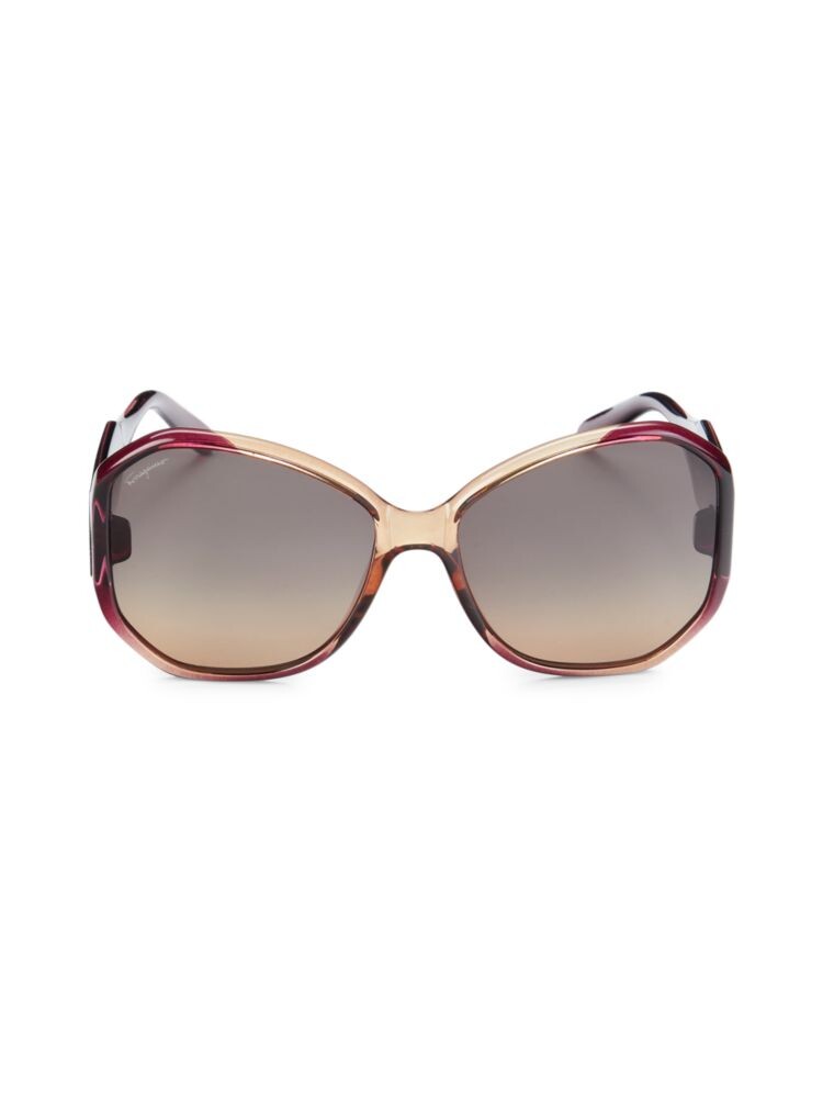 

Солнцезащитные очки-бабочки 61MM Ferragamo, цвет Wine