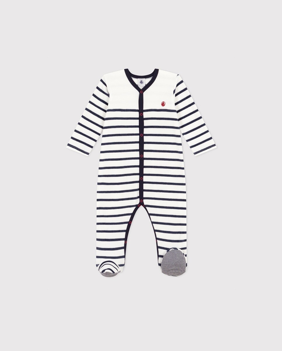 

Бархатная пижама в полоску для малышей Petit Bateau, белый