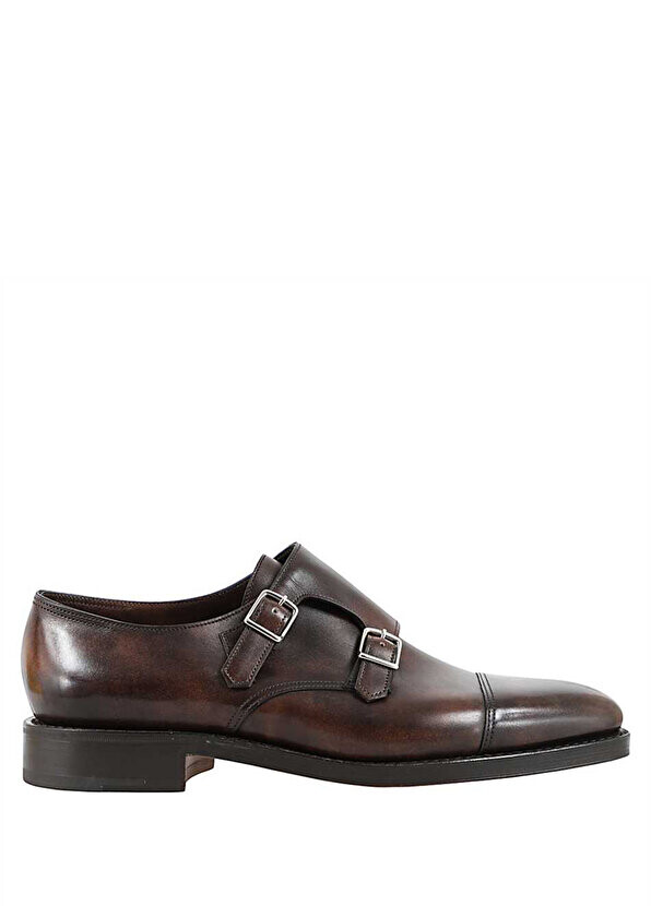 

Коричневые мужские кожаные туфли с двойным ремешком John Lobb