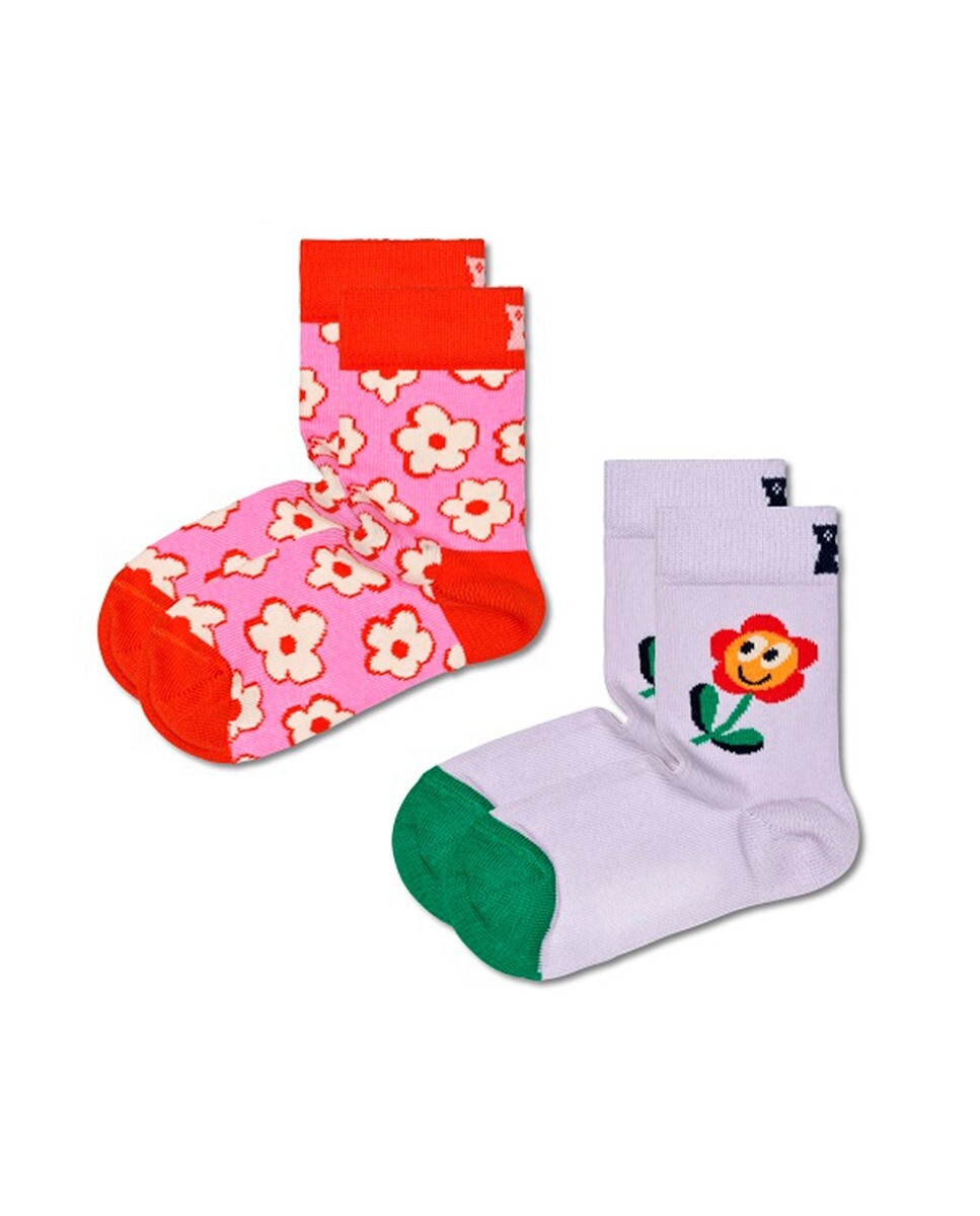 

Длинные детские носки 2 пары с цветами Happy Socks, розовый