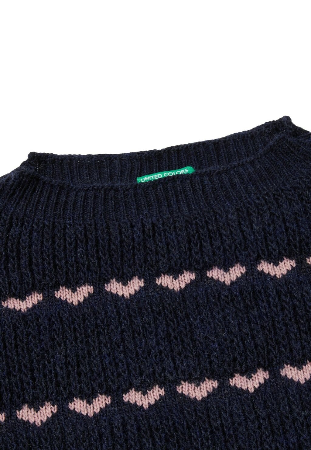 

Вязаный свитер FISHERMAN’S WITH HEART STRIPES United Colors of Benetton, синий