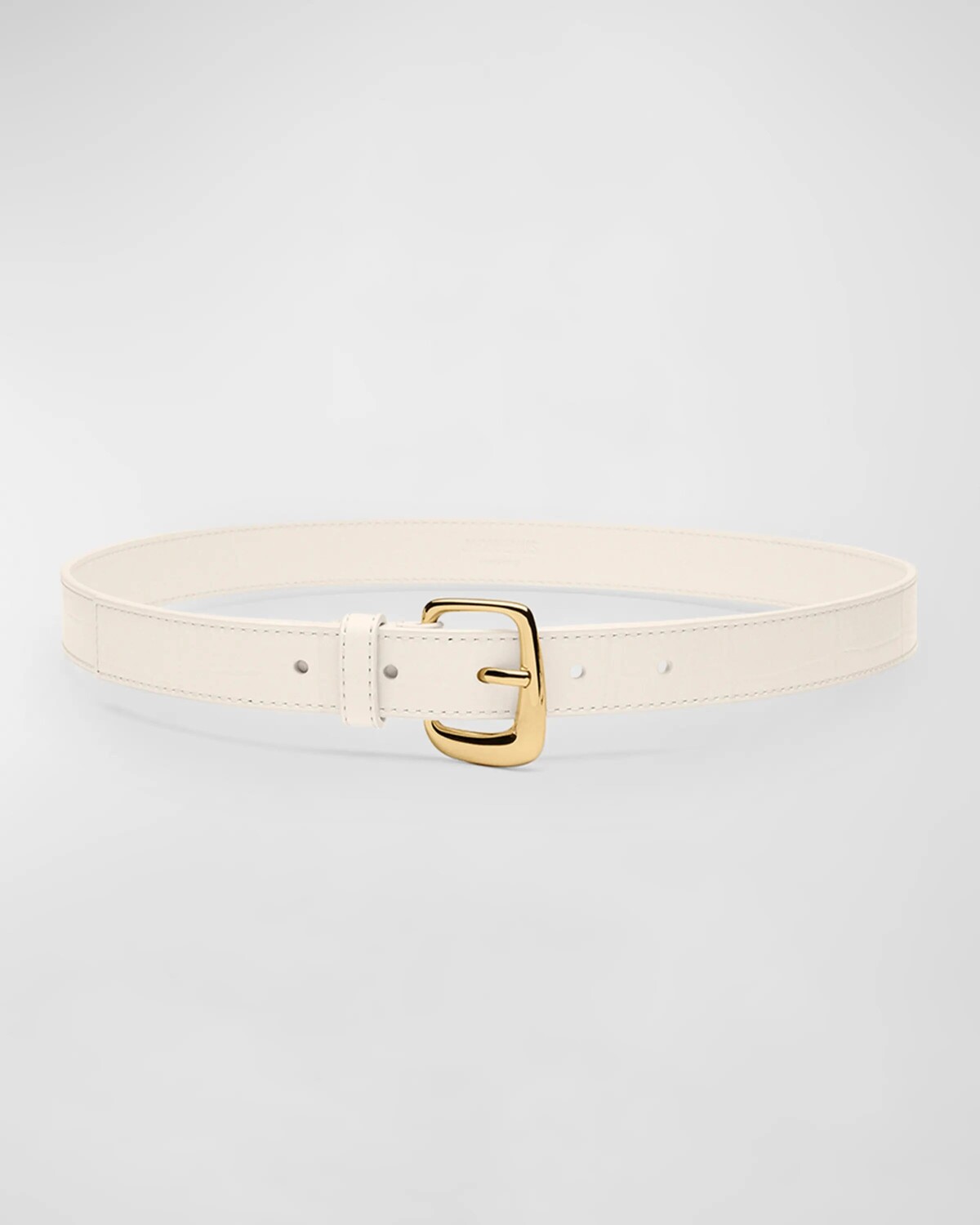 

Белый кожаный ремень с овальной пряжкой Jacquemus, цвет Light Ivory