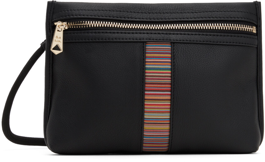 

Черная кожаная сумка Musette с фирменной полоской Paul Smith