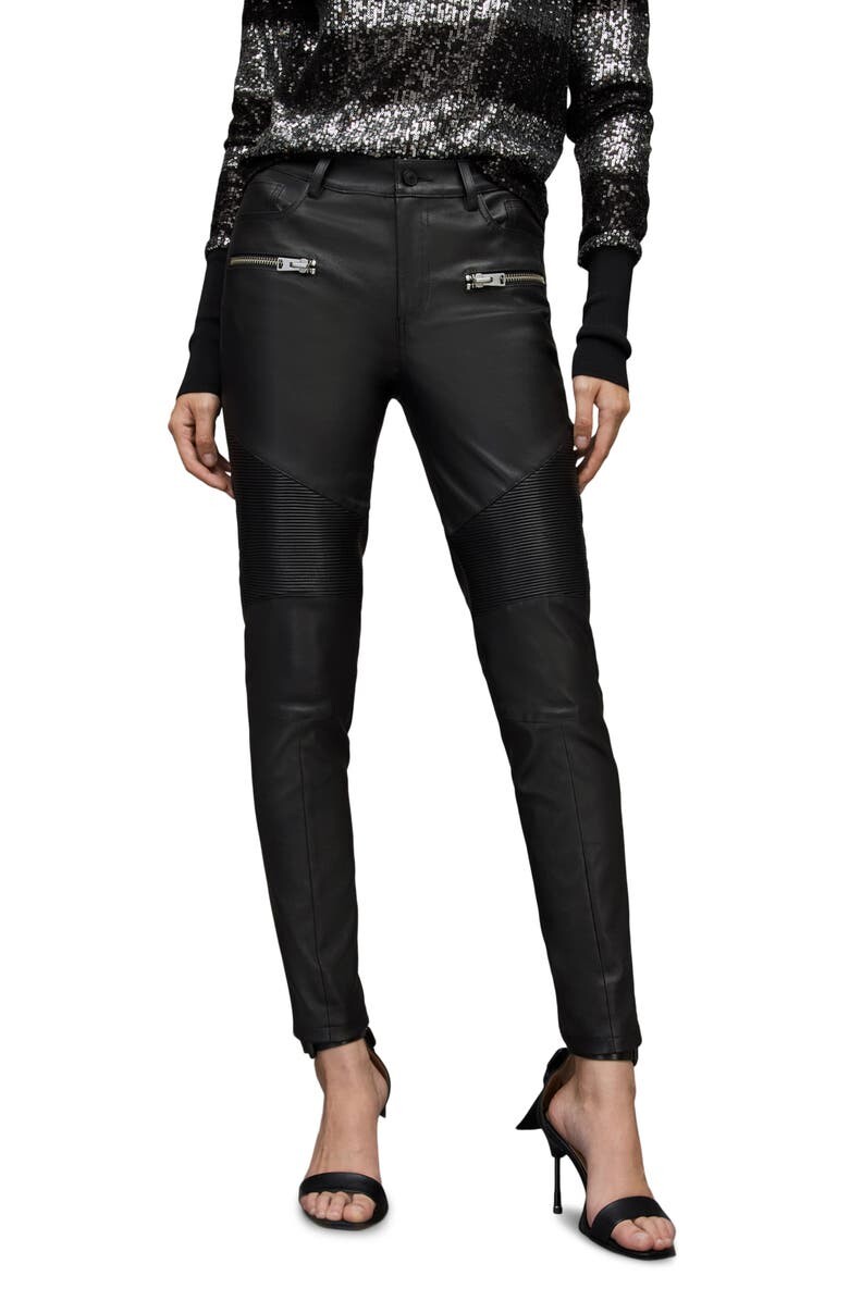 

Кожаные байкерские джинсы Suri ALLSAINTS, черный