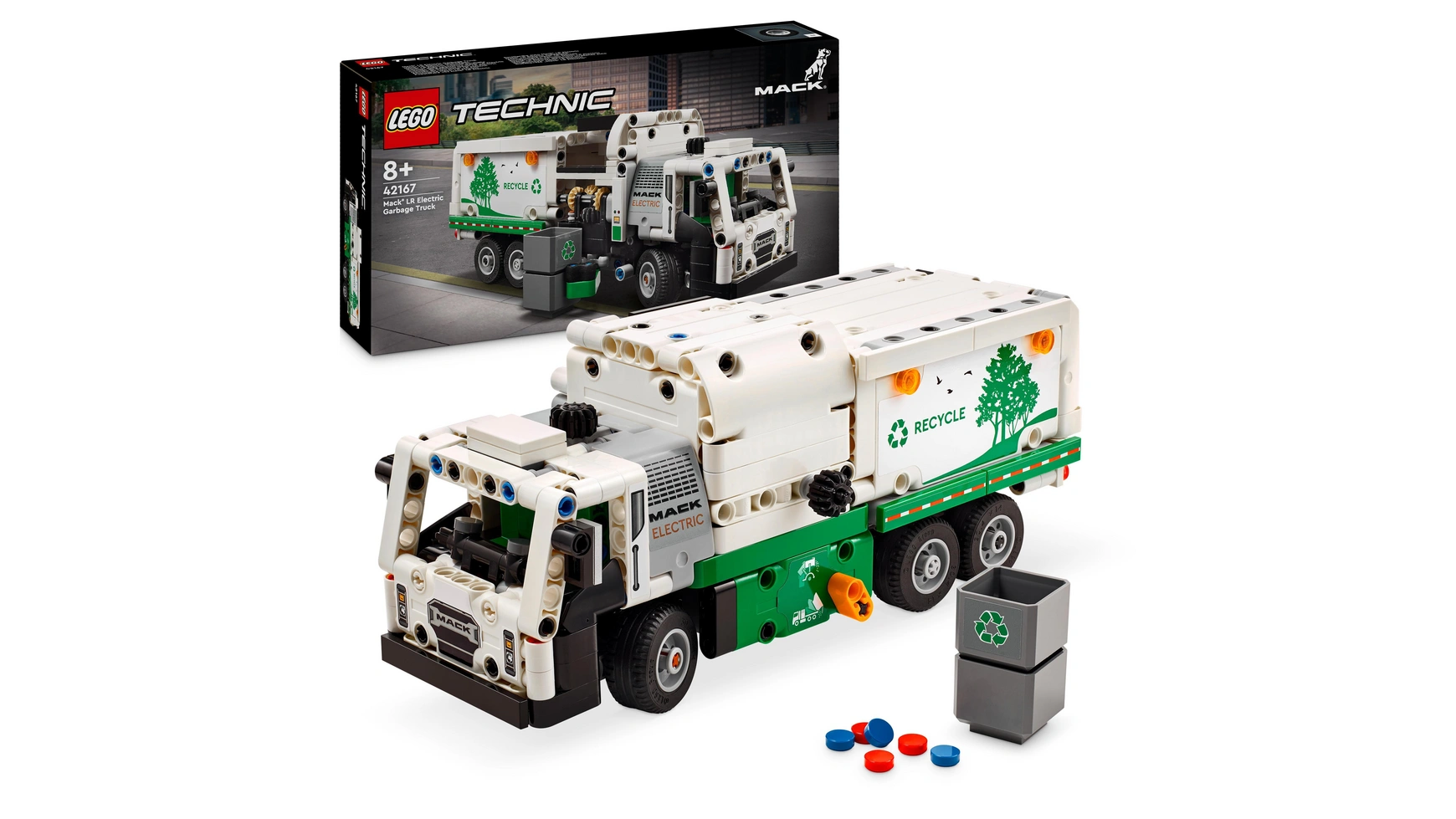 Lego Technic Набор электрических мусоровозов Mack LR, игрушечный грузовик