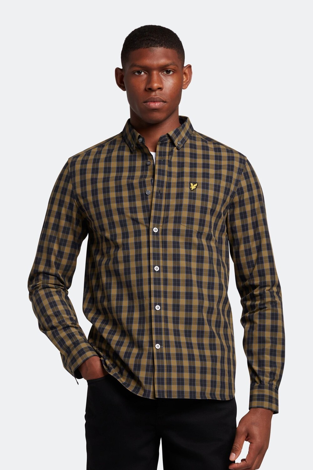 

Черная рубашка из поплина с клетчатым узором Lyle & Scott, черный