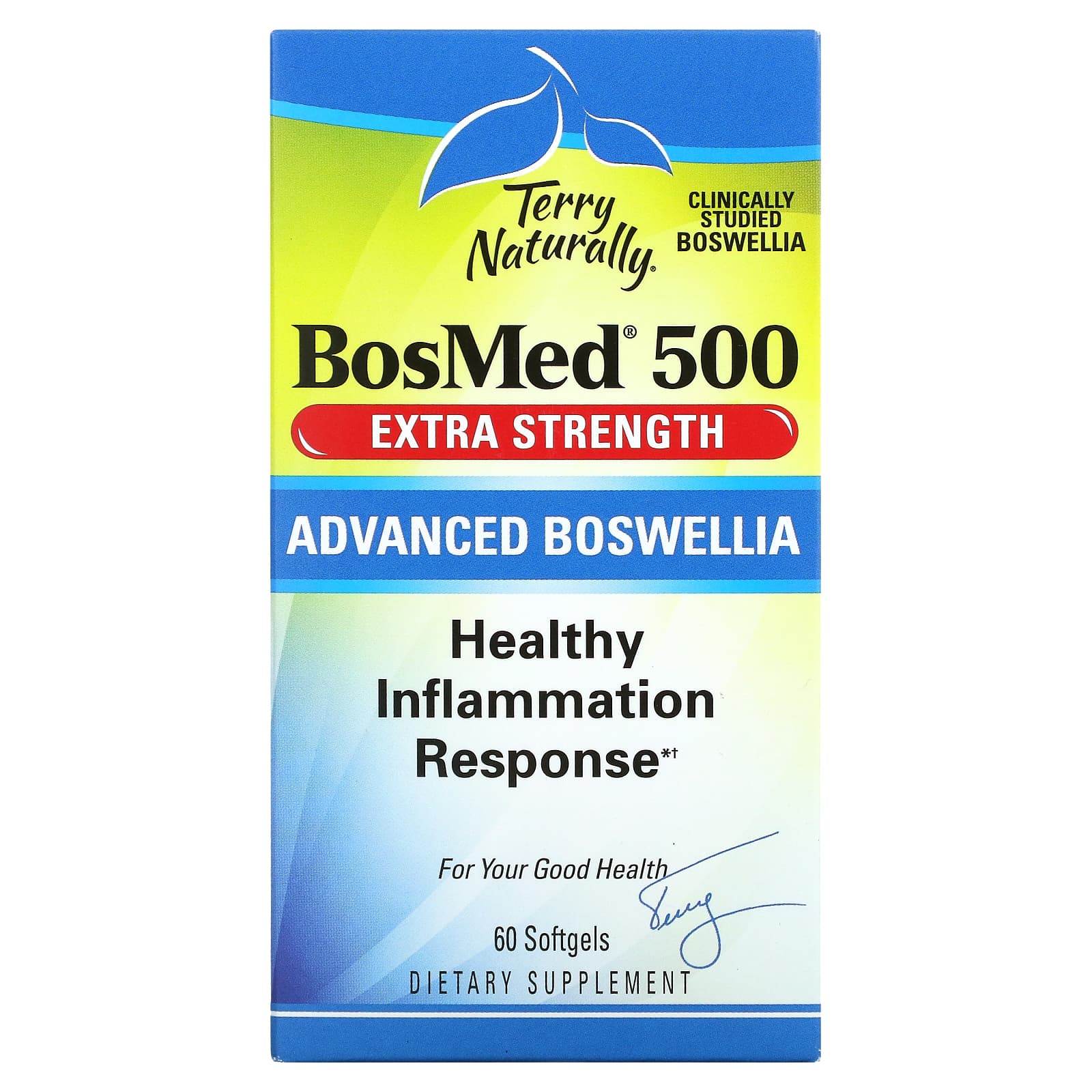 EuroPharma Terry Naturally BosMed 500 Экстра сила Улучшенная босвелия 500 мг 60 мягких капсул