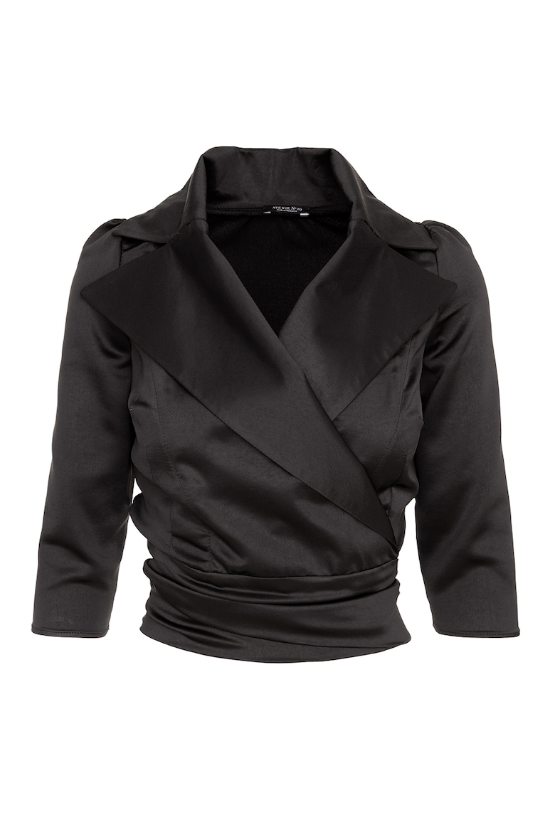 Атласная блузка с разрезными лацканами Avenue No 29, черный