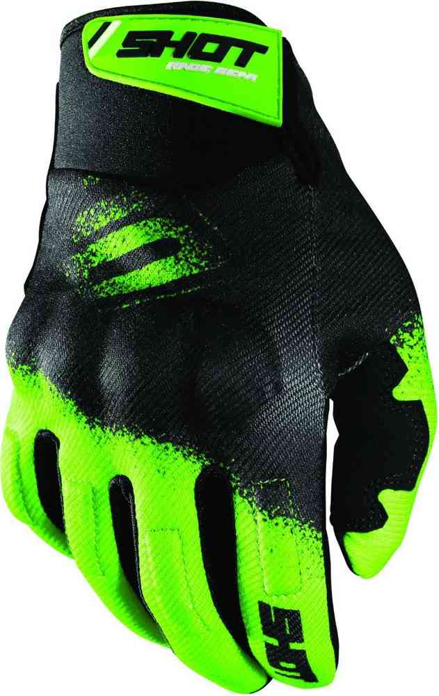 перчатки shot drift smoke с логотипом черный белый Перчатки для мотокросса Drift Smoke Shot, черный/зеленый