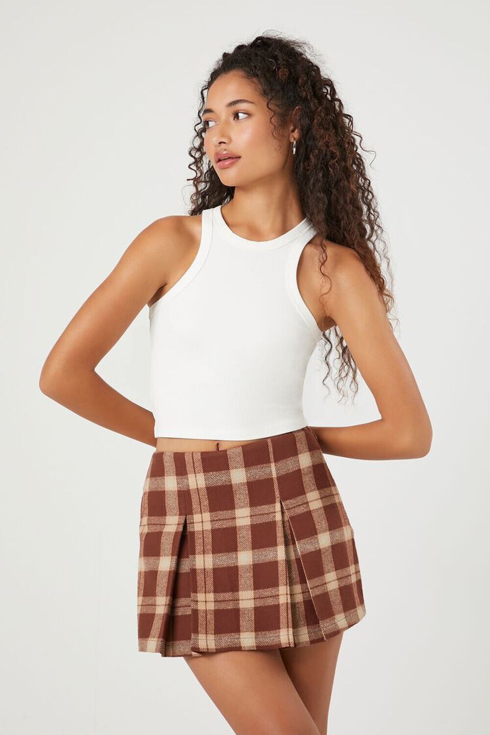 

Плиссированная клетчатая юбка Forever 21, коричневый