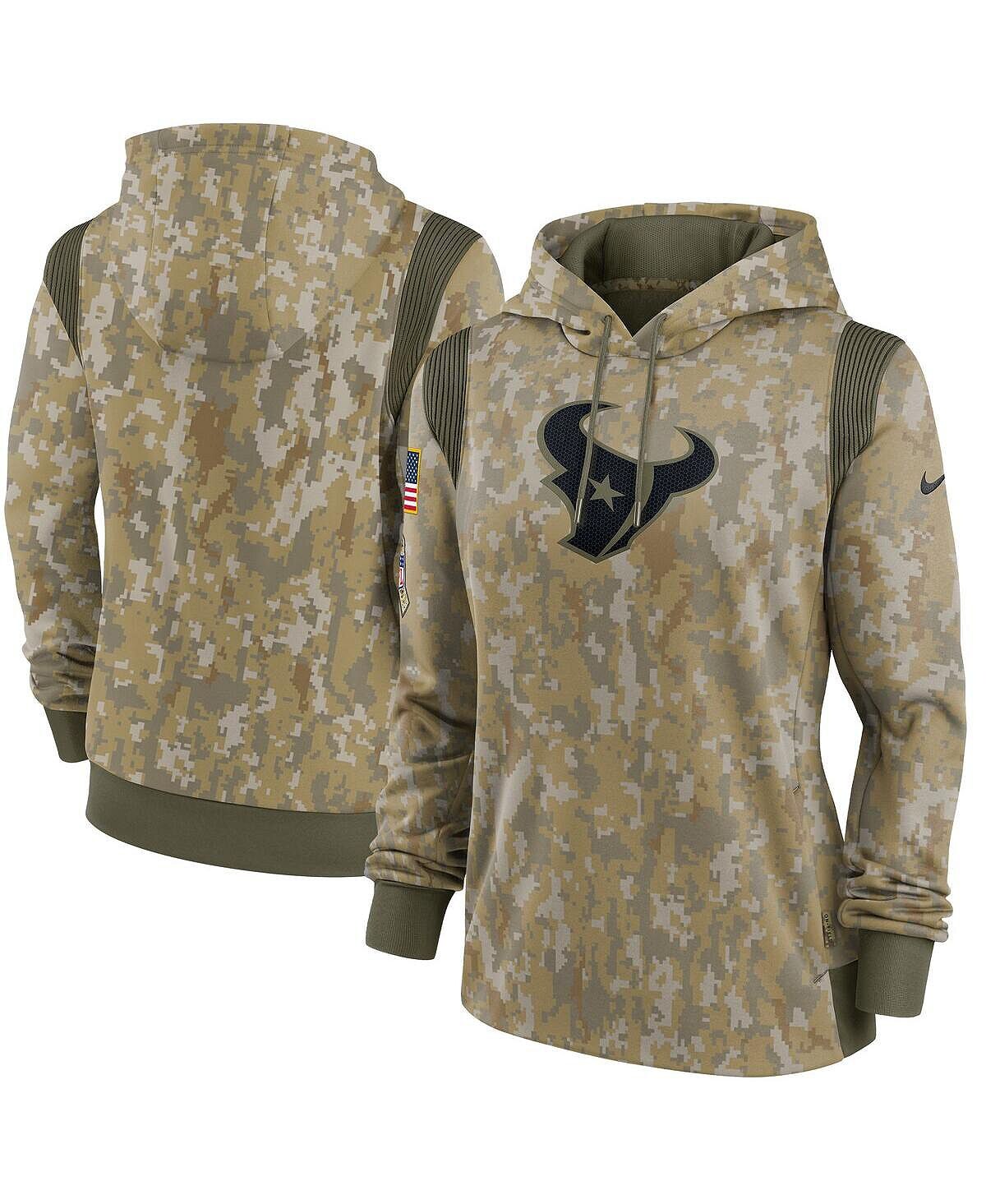 

Женский оливковый пуловер с капюшоном Houston Texans 2021 Salute To Service Therma Performance Nike
