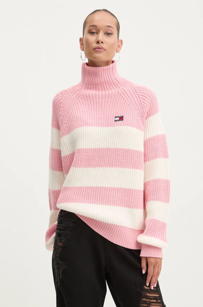 

Свитер Tommy Jeans из смесовой шерсти, розовый