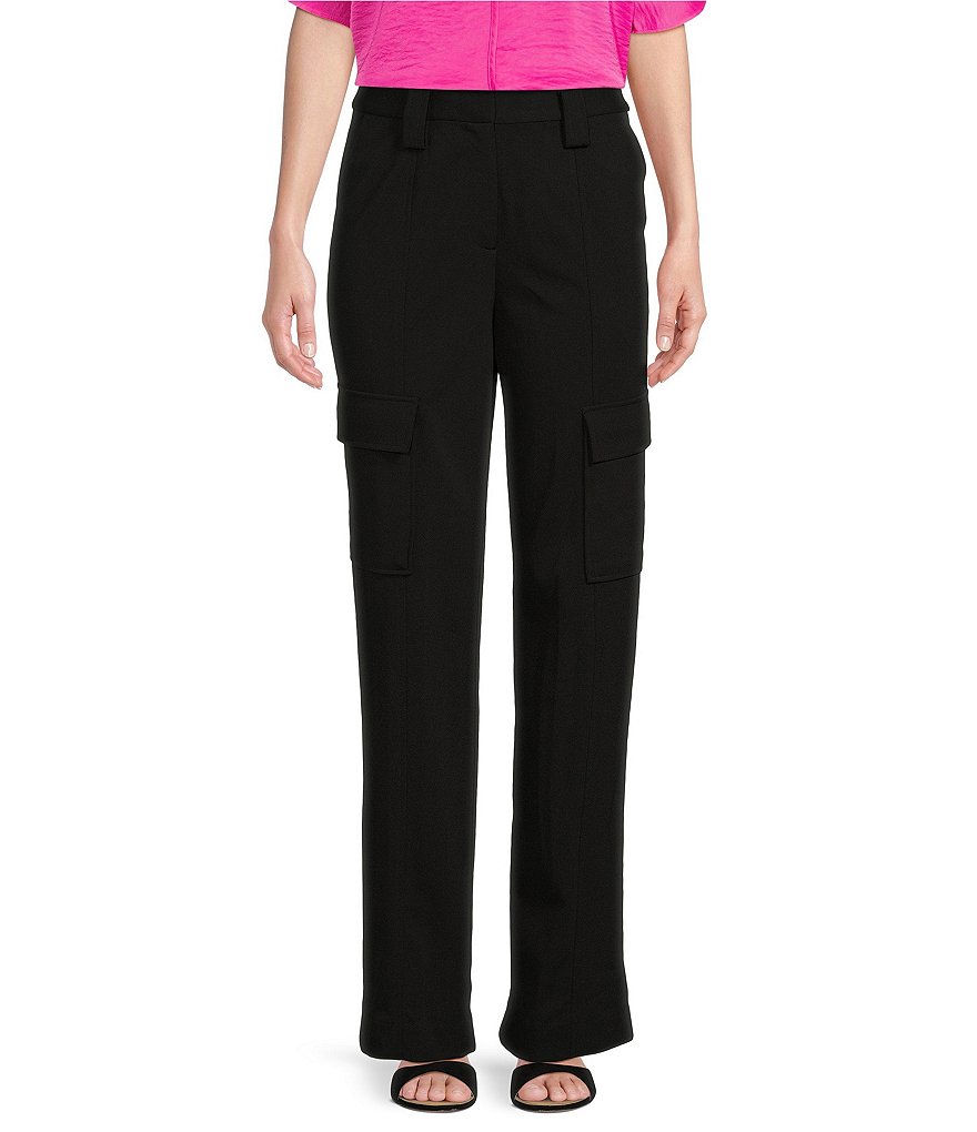 цена Прямые брюки-карго из эластичного крепа DKNY, черный