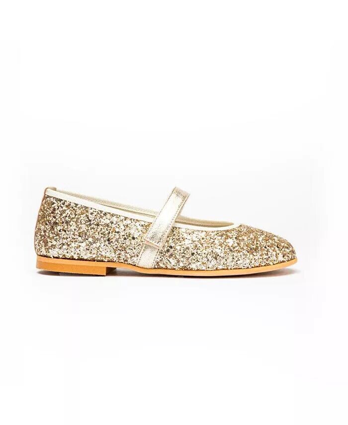 

Girls Classic Glitter Mary Janes in Gold Childrenchic, золотой