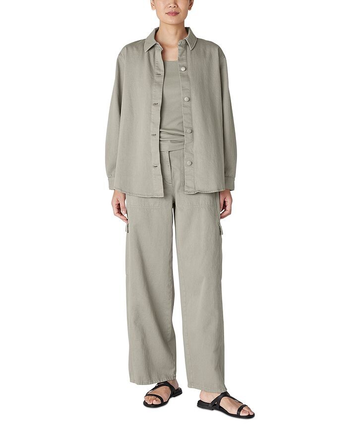 

Длинная куртка-рубашка с классическим воротником Eileen Fisher, коричневый/бежевый