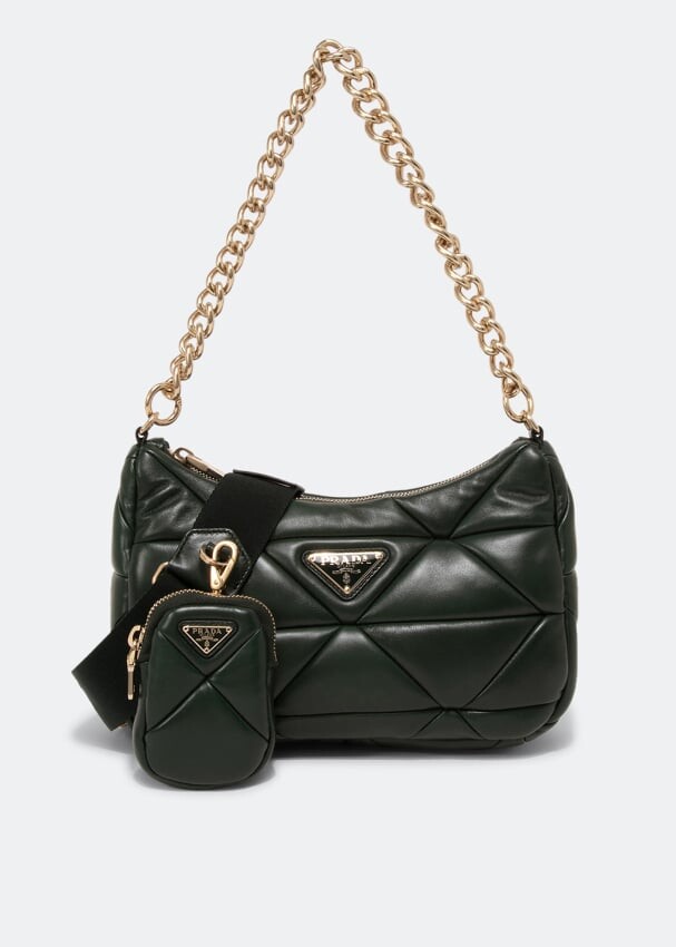 

Сумка PRADA System leather shoulder bag, зеленый