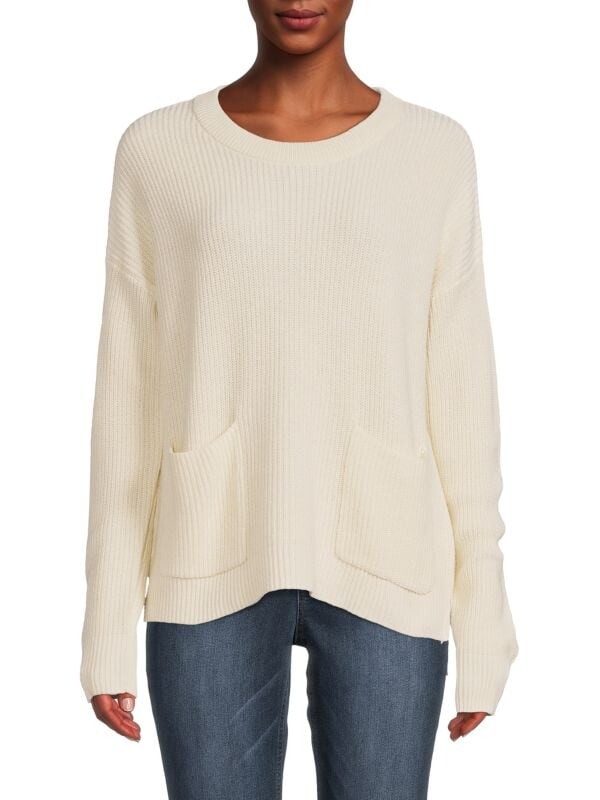 

Свитер в рубчик с приспущенными плечами Madewell Bright ivory