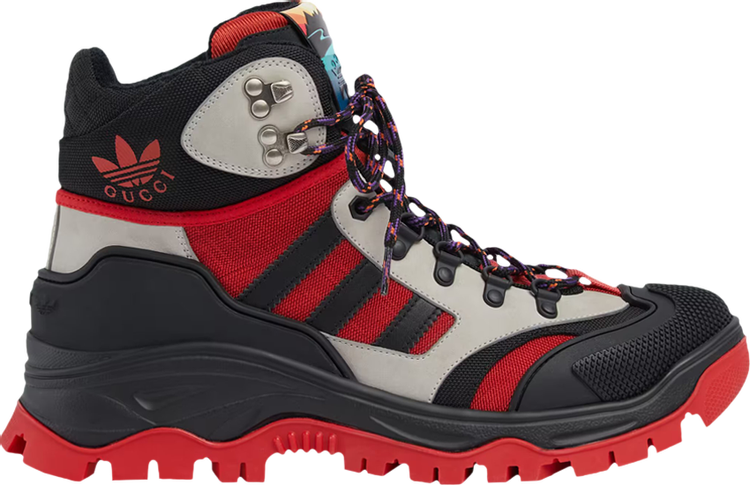 Кроссовки Adidas x Gucci Lace Up Boot Black Red, черный - фото