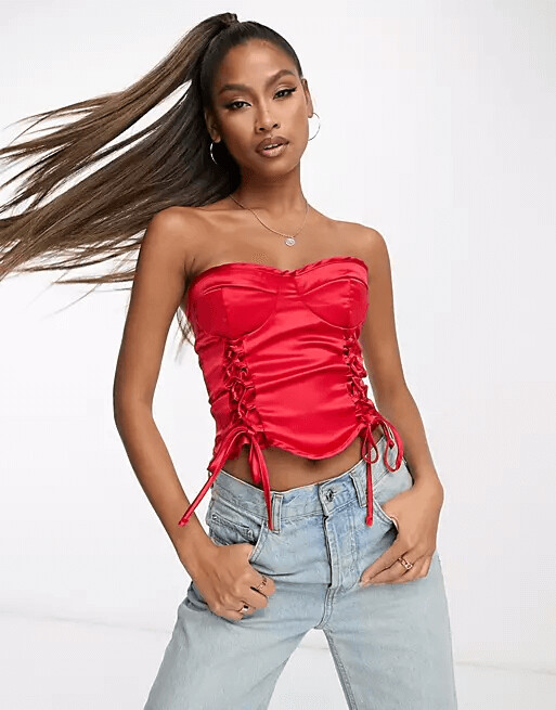

Корсет на шнуровке AsYou Floral Satin, красный
