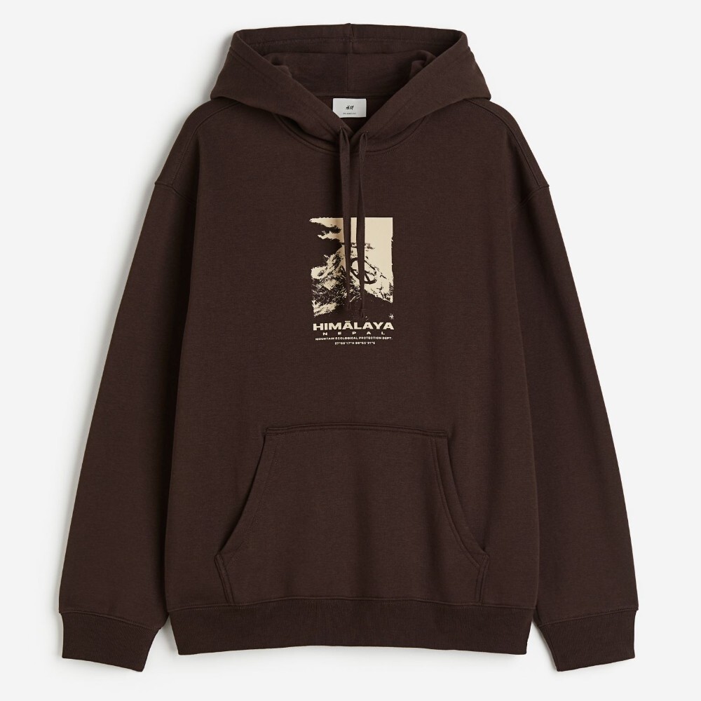 

Толстовка H&M Relaxed Fit Printed Himālaya, темно-коричневый