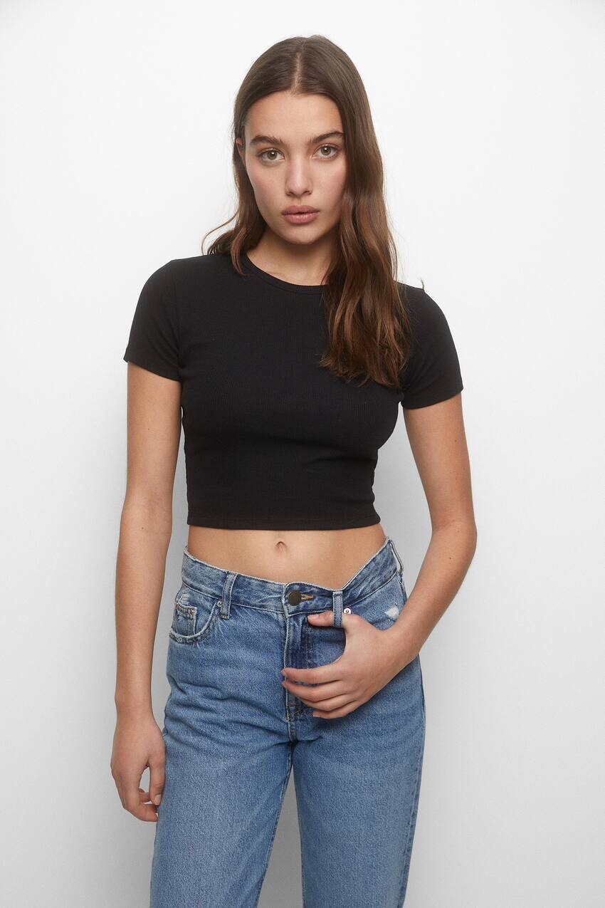 

Рубашка с короткими рукавами Pull&Bear, черный