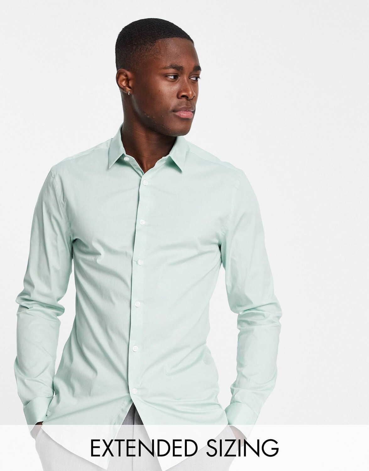 

Зеленая рубашка скинни ASOS DESIGN