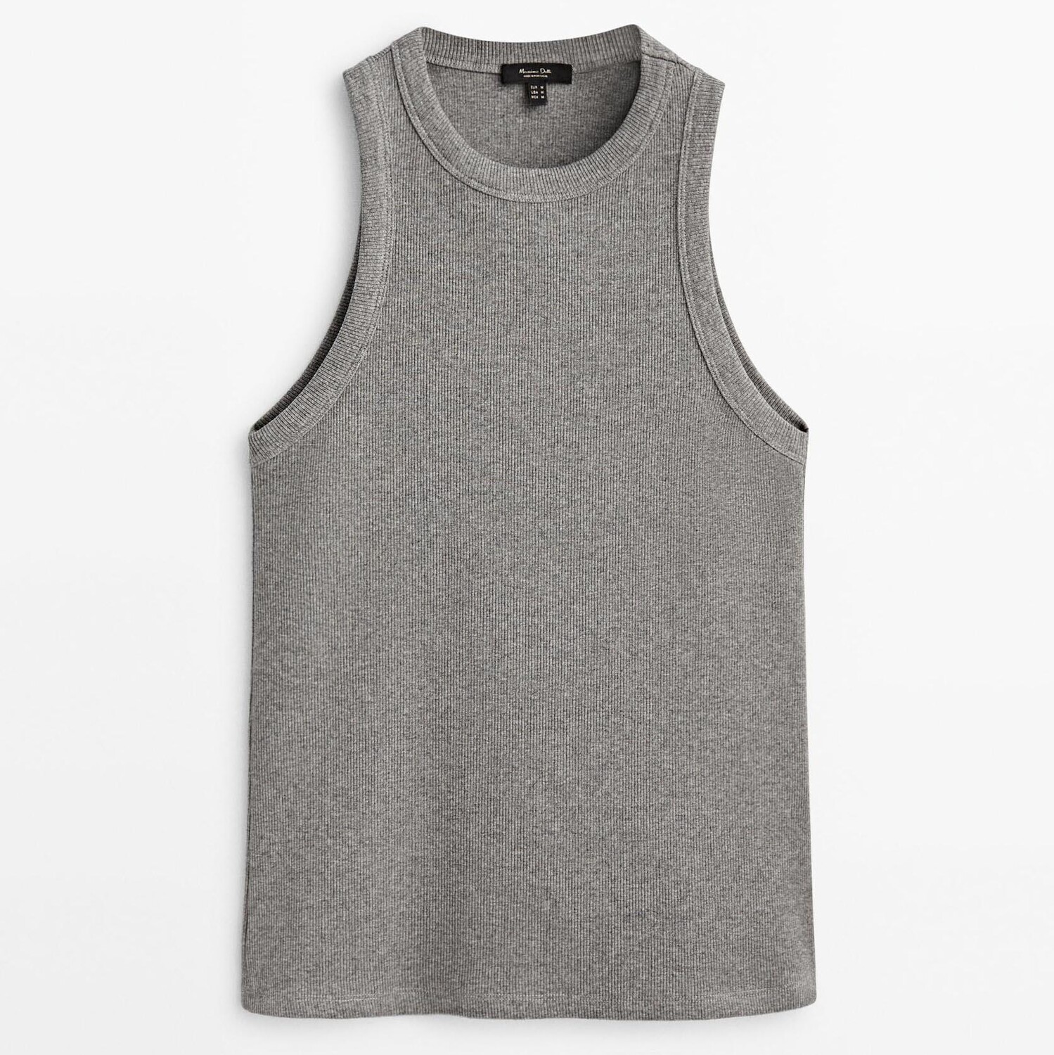 

Топ Massimo Dutti Ribbed Halter, серый