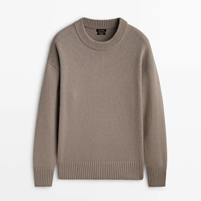

Свитер Massimo Dutti Knit Crew Neck Boxy-Fit, хаки