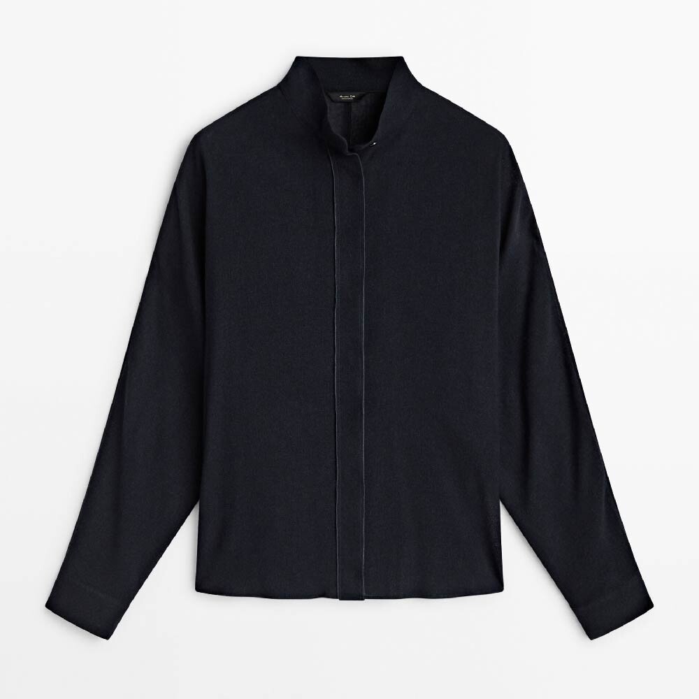 

Рубашка Massimo Dutti High Collar, темно-синий
