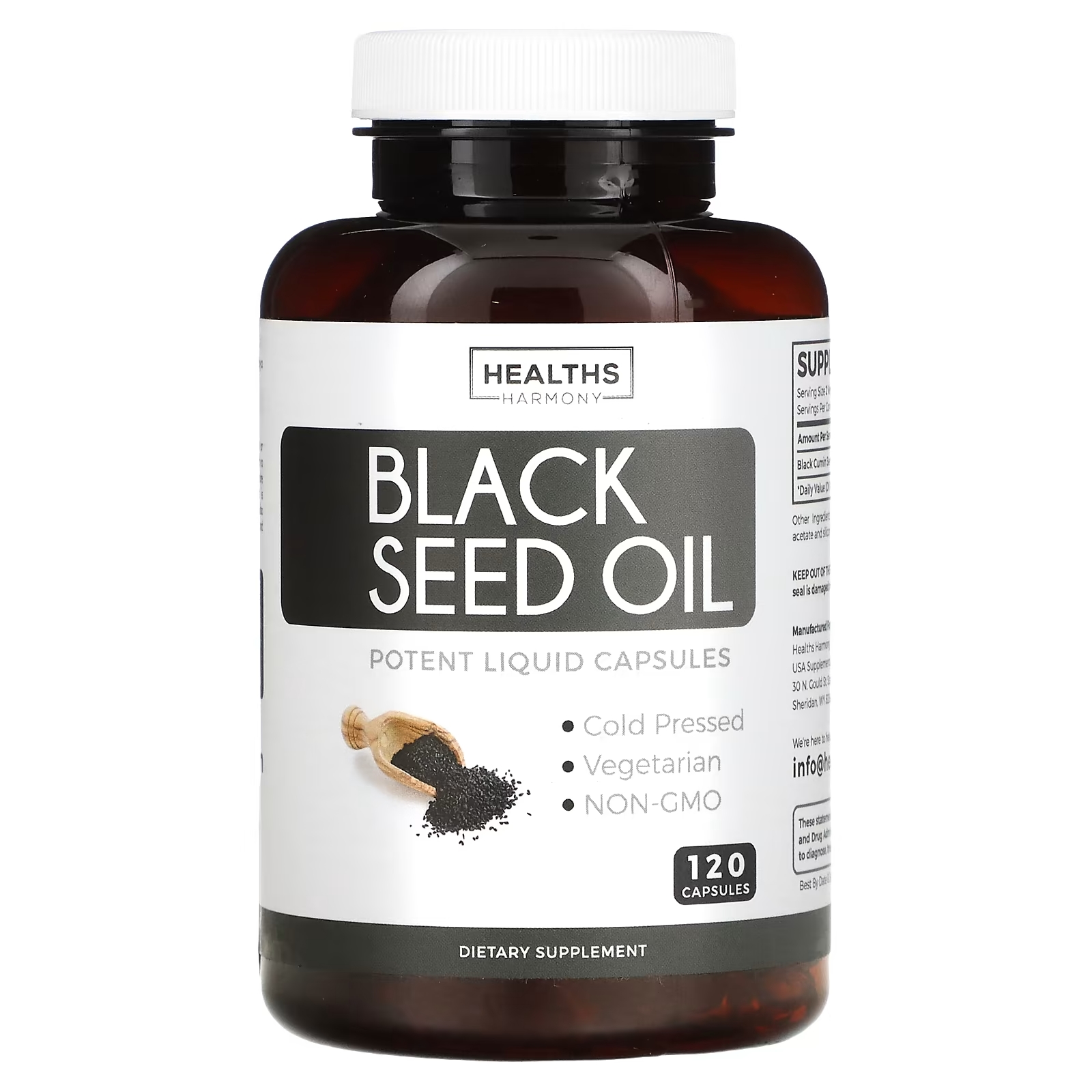 Healths Harmony Масло черного тмина, 120 капсул healths harmony органическое масло черного тмина 240 мл 8 жидк унций