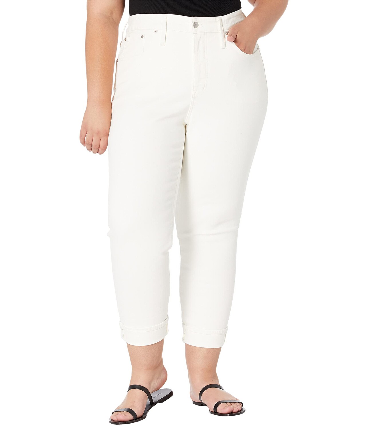 Джинсы Madewell, The Plus High-Rise Slim Boyjean in Tile White