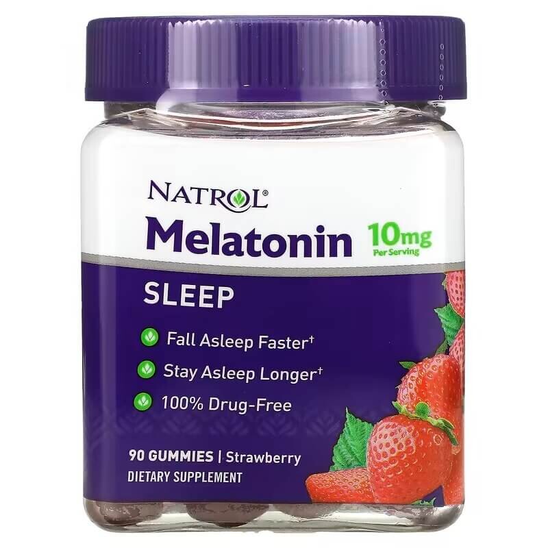 

Мелатонин Natrol клубника 5 мг, 90 жевательных конфет