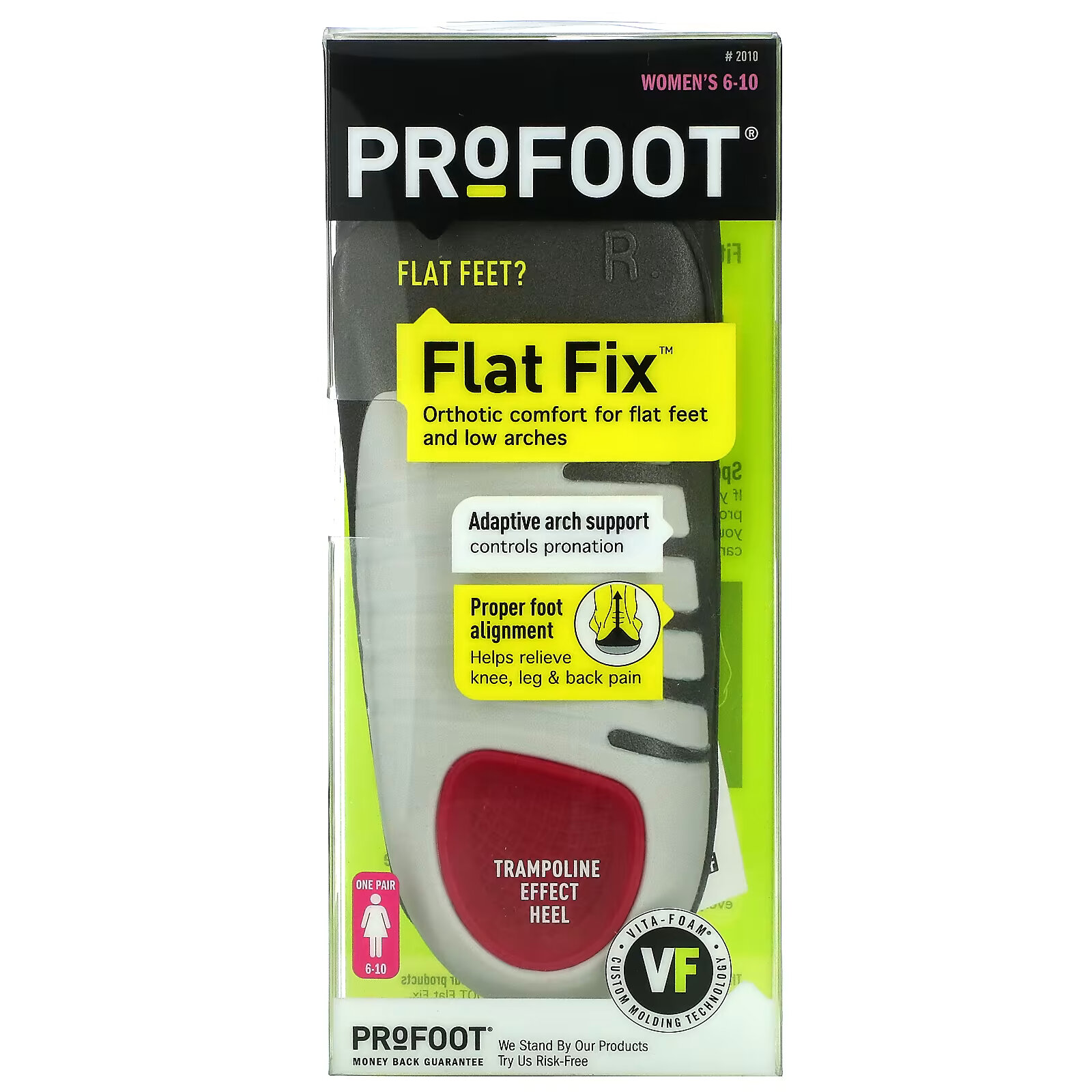 Profoot, Flat Fix, адаптивная поддержка свода стопы, для женщин 6–10 лет, 1 пара profoot miracle insole для женщин 6–10 лет 1 пара