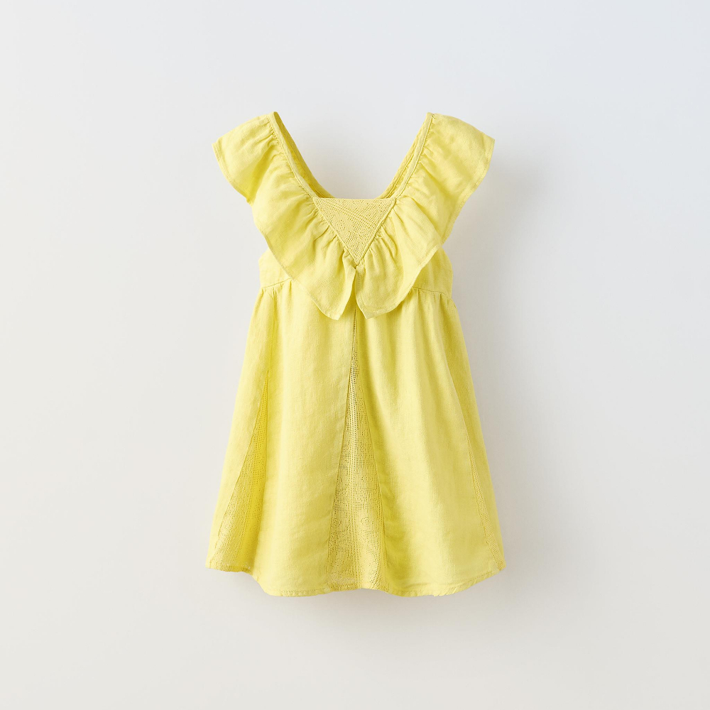 цена Платье Zara Ruffled Linen, желтый