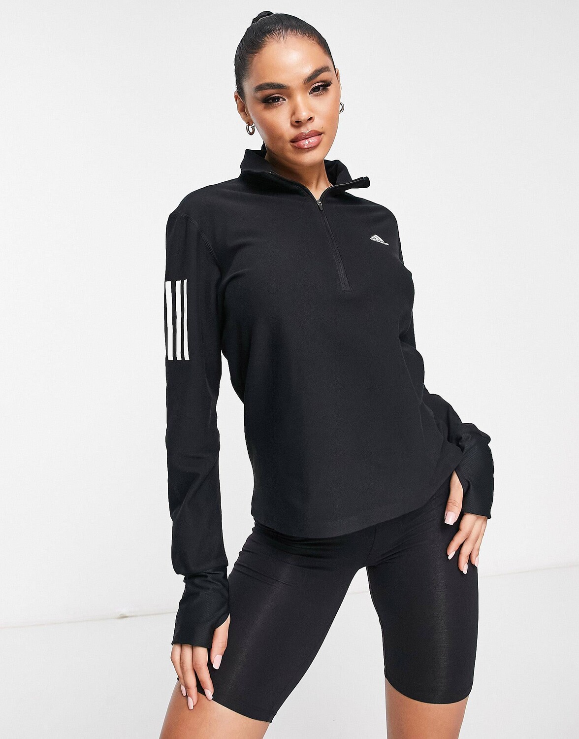 

Черный свитшот на молнии adidas Running Own The Run