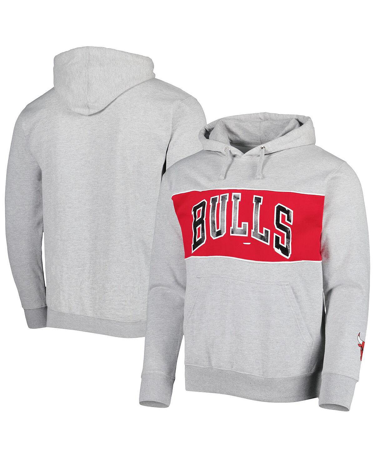 Мужской пуловер с капюшоном из ткани френч терри с фирменной надписью chicago bulls heather grey Fanatics, мульти - фото