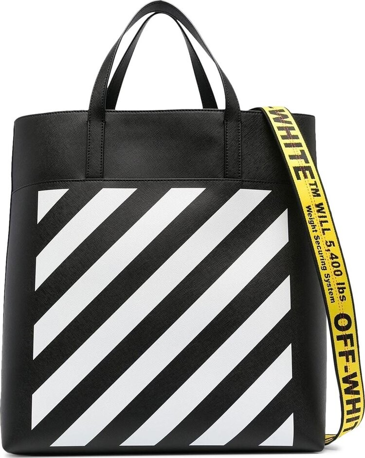 

Сумка Off-White Binder Diag Saffiano Tote Bag Black/White, черный