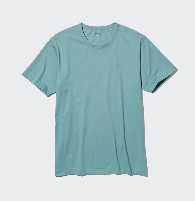 

Футболка хлопковая с круглым вырезом и короткими рукавами Uniqlo Airism Cotton Crew Neck Short Sleeved, голубой