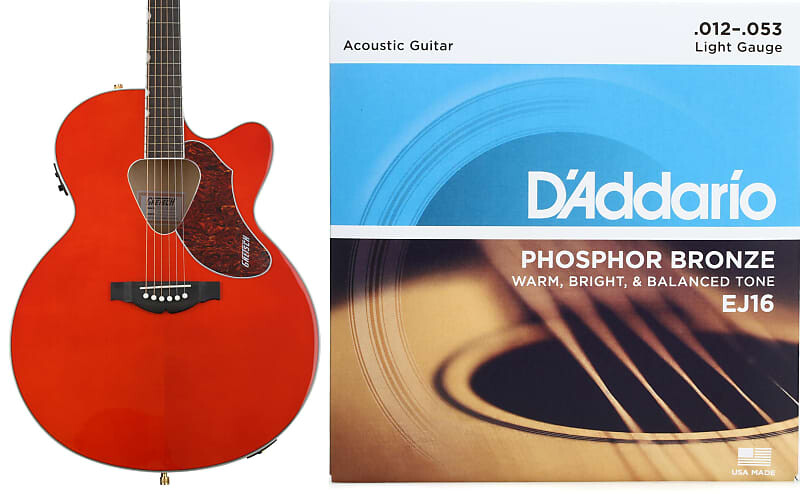 

Gretsch G5022CE Rancher Jumbo Cutaway - комплект Savannah Sunset со струнами D'Addario EJ16 из фосфорной бронзы для акустической гитары - .012-.053 Light Gretsch + D'Addario 2714022522=1 EJ16=1