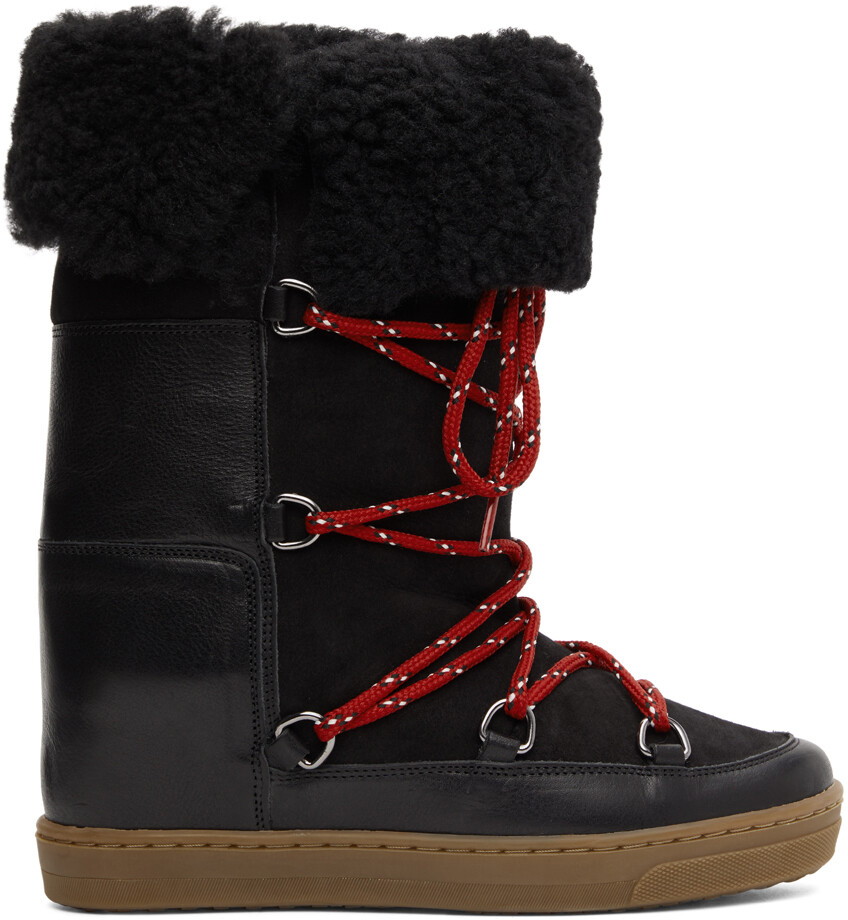

Черные ботинки Nowly из овчины Isabel Marant