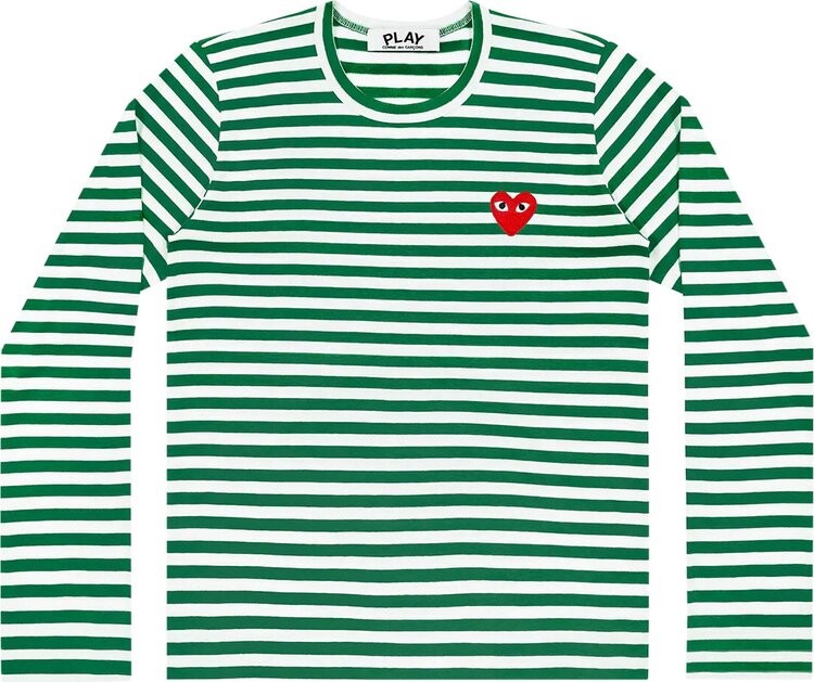 

Футболка Comme des Garçons PLAY Heart Striped T-Shirt 'Green/White', зеленый